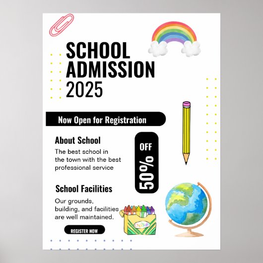 Schulzulassungsflyer, Schulwerbeflyer Poster (Vorne)