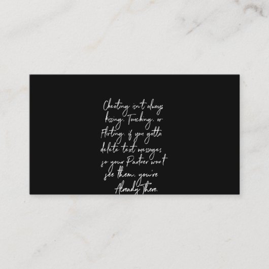 Schummeln ist nicht immer rührend oder flirtend visitenkarte (Vorderseite)