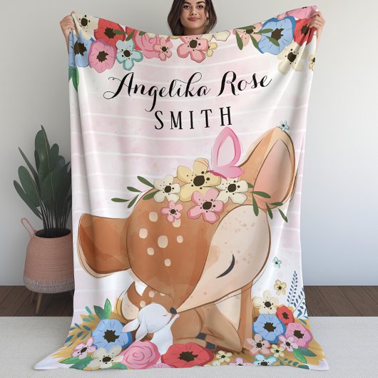 Schuppen für Mädchen mit Blume von Fawn Deer Fleecedecke