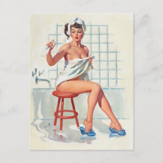 Schuppen sexy Badezimmer Retropinup Mädchen Postkarte