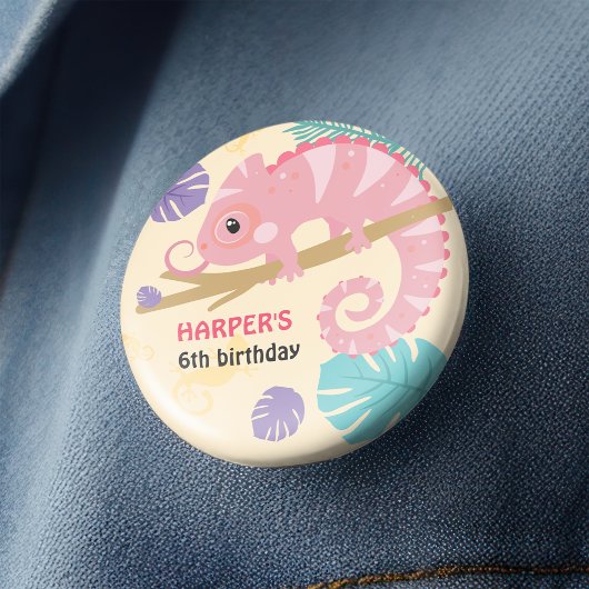 Schuppen und Schwänze Girl's Reptile Geburtstag Button
