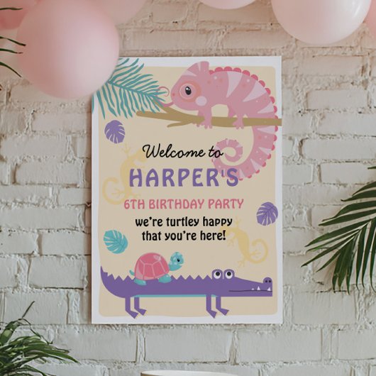 Schuppen und Schwänze Girl's Reptile Geburtstag Poster