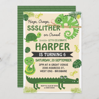 Schuppen und Schwänze Reptile Geburtstagseinladung Einladung