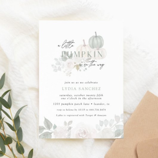 Schuppen & Weiß - Blumenpumpenbeutel Babydusche Einladung