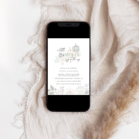 Schuppen & Weiß - Blumenpumpenbeutel Babydusche Einladung