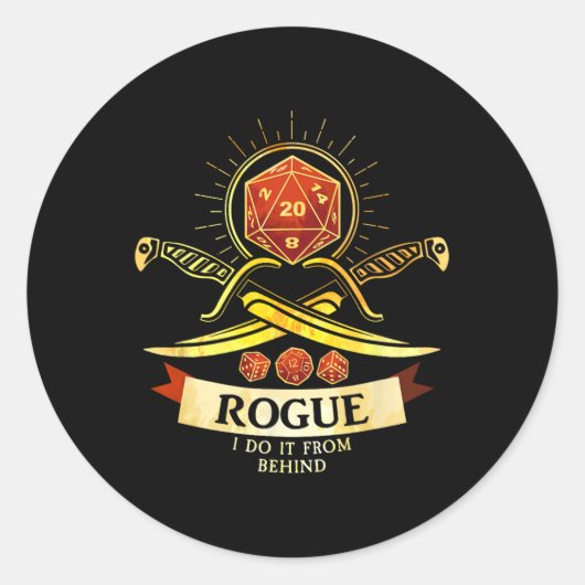 Schurke Fantasy Gamer Rpg Cl  Runder Aufkleber (Vorderseite)