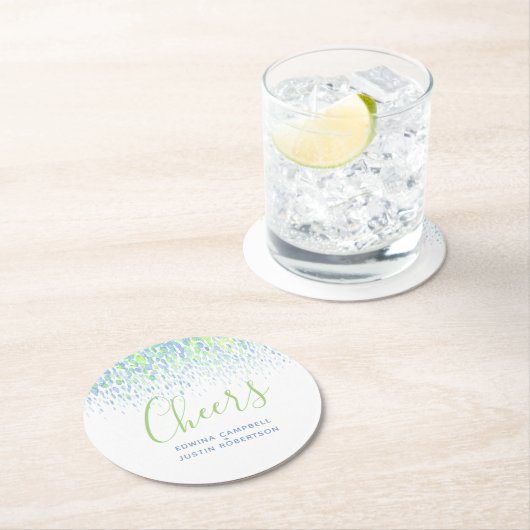 Schurken Blau-grüne moderne Kunst Aquarellabstrich Runder Pappuntersetzer (Vor Ort)