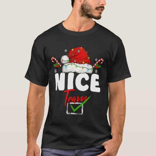 Schurken oder Nice Team passende Weihnachts-Pyjama T-Shirt (Vorderseite)
