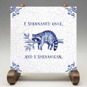 SCHURKENSTREICH Waschbär Feines Delft Blau Niederl Fliese