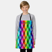 Schürze - Abbildung von Regenbogenblöcken mit Name (Getragen)
