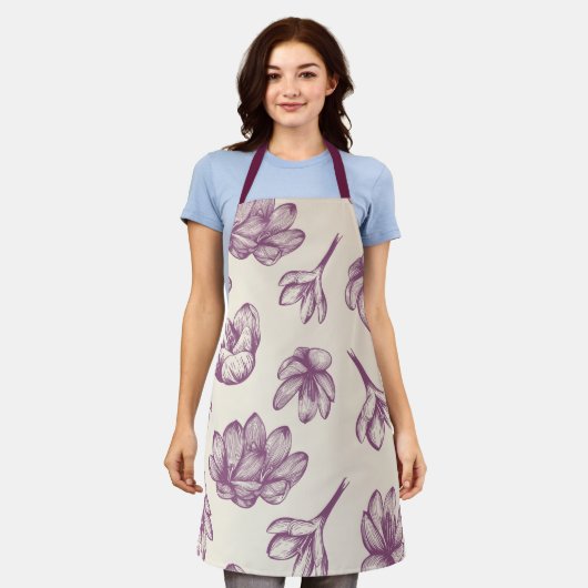 Schürze - Burgund Floral (Getragen)