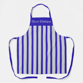 Schürze Cafe Blue und Silver Stripe Frohe Weihnach (Vorderseite)