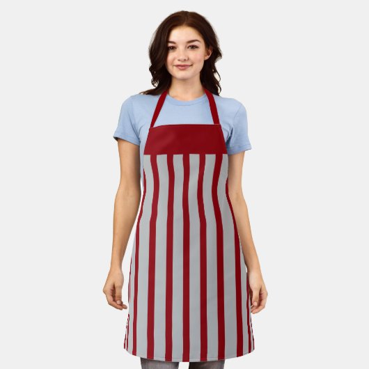 Schürze Cafe Crimson und Gray Stripe (Getragen)