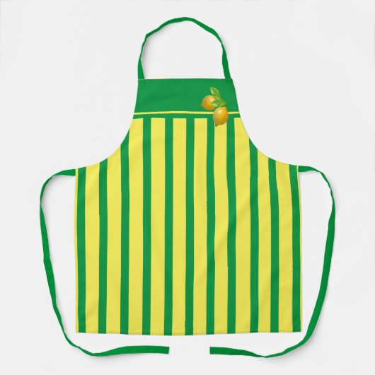Schürze Café Green und Lemon Stripe mit Zitronen (Vorderseite)
