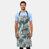 Schürze Damask Schwarz-weiß Smokey Aqua (Getragen)