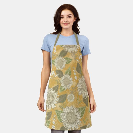 Schürze der blühenden Rustikalen Sonnenblumen (Getragen)