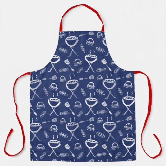 Schürze der GRILLEN Blau und Weiß (Vorderseite)