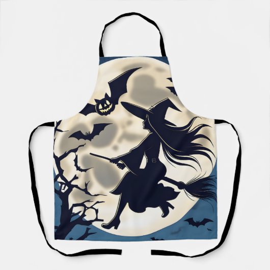 Schürze der Küche, Halloween Vollmond-Hexe (Vorderseite)