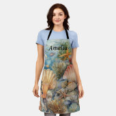 Schürze der Muschel auf See mit Fisch und Gras (Getragen)