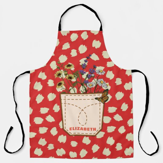 Schürze der Vintagen Rotblütenmutter (Vorderseite)