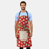 Schürze der Vintagen Rotblütenmutter (Getragen)