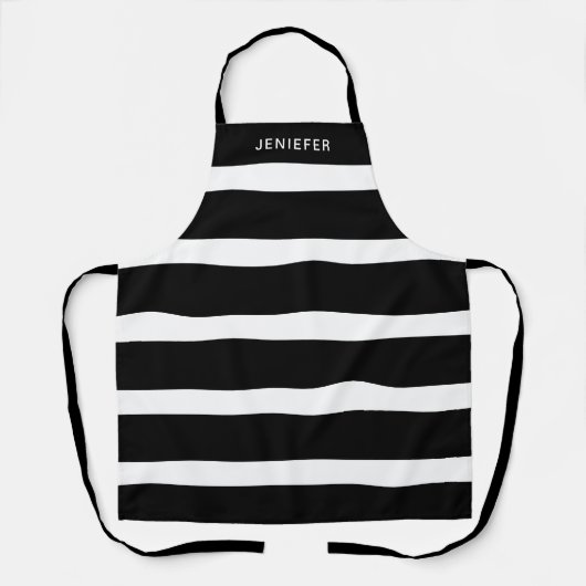 Schürze des Patterns Individuelle Name Schwarz/Wei (Vorderseite)