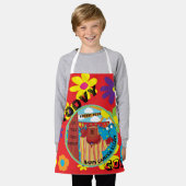 Schürze Flower Camp Happy Bär überall über Druck (Getragen)