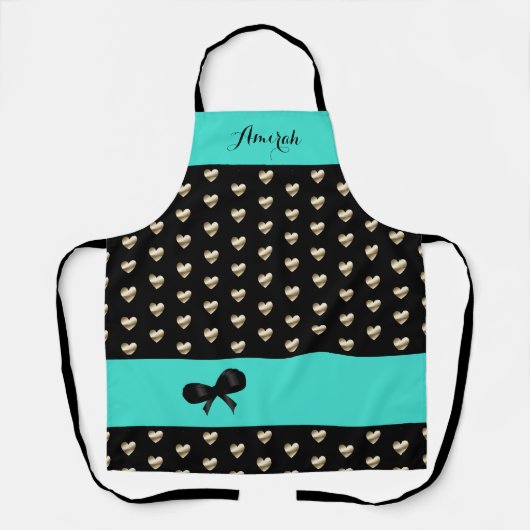 Schürze für niedliches Türkis- und Schwarz-Gold-He (Vorderseite)