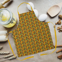 Schürze Gelb und Bronze Rudbeckias Blumenmuster