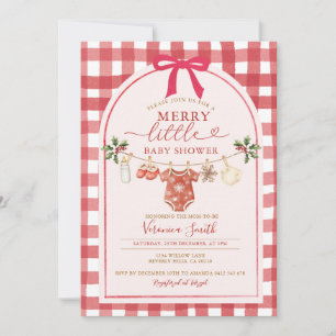 Schürze Gingham Wäscheleine Frohe kleine Babyparty Einladung