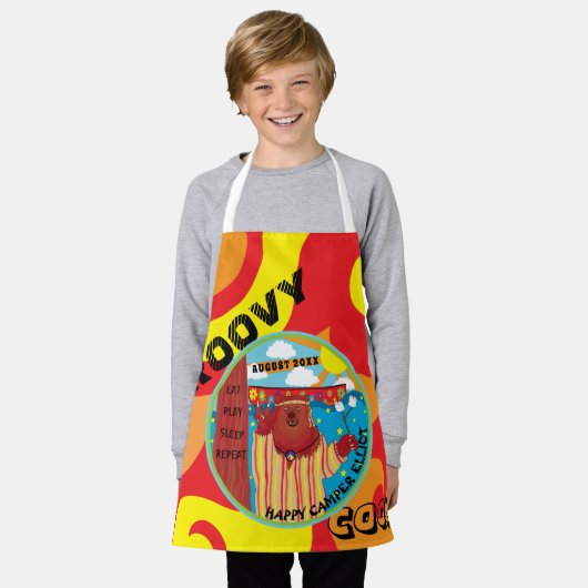 Schürze Groovy Camp glücklicher Bär überall auf de (Getragen)