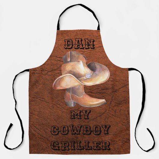 Schürze Großer Cowboy-Hut & Boots-Griller (Vorderseite)