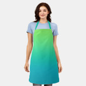 Schürze Grün zu Blau (Getragen)