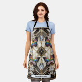 Schürze im Art Deco Stil mit Regenbogen Schmetterl (Getragen)