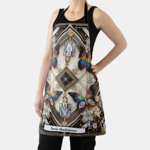Schürze im Art Deco Stil mit Regenbogen Schmetterl
