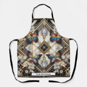 Schürze im Art Deco Stil mit Regenbogen Schmetterl (Vorderseite)