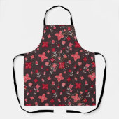 Schürze in Schwarz mit rosa Blume drucken (Vorderseite)