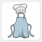 Schürze kochen quadratischer aufkleber (Vorderseite)