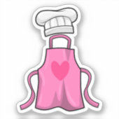 Schürze kochen und Kochmütze mit Herz Aufkleber (Vorderseite)