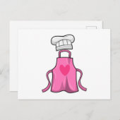 Schürze kochen und Kochmütze mit Herz Postkarte (Vorne/Hinten)