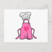 Schürze kochen und Kochmütze mit Herz Postkarte (Vorderseite)