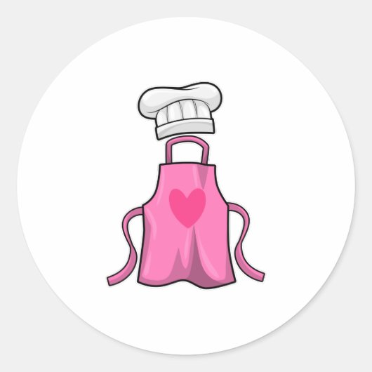 Schürze kochen und Kochmütze mit Herz Runder Aufkleber (Vorderseite)