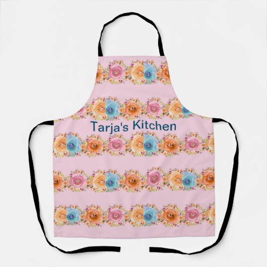 Schürze Küche Rosa mit Blume (Vorderseite)
