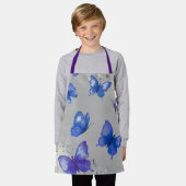 Schürze mit blauem violettem Schmetterlingsmonogra (Getragen)