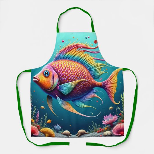 Schürze mit einem glücklichen Fisch (Vorderseite)