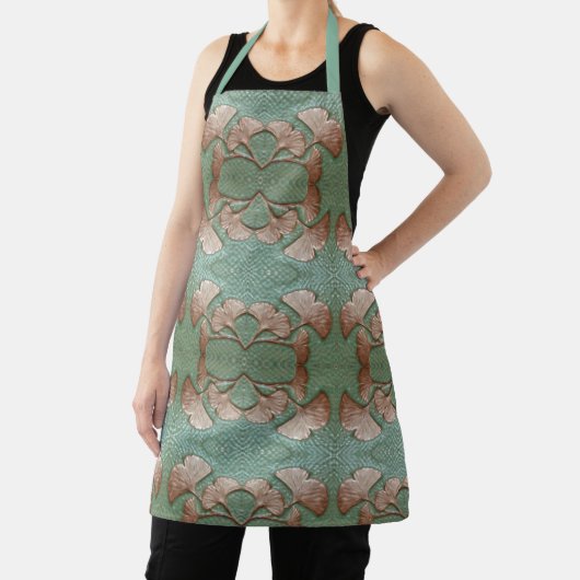 Schürze mit grünem und kopferhaltigem Gingko-Blatt (InSitu)