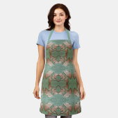 Schürze mit grünem und kopferhaltigem Gingko-Blatt (Getragen)