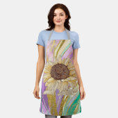 Schürze mit Sonnenblumen Farbenfrohe Schattierunge (Getragen)