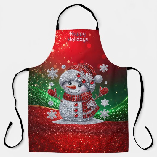 Schürze mit Strass-Steinen Schneemann Holiday (Vorderseite)
