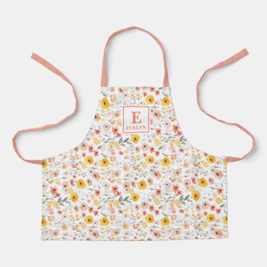 Schürze mit Wildblumen-Monogramm (Vorderseite)